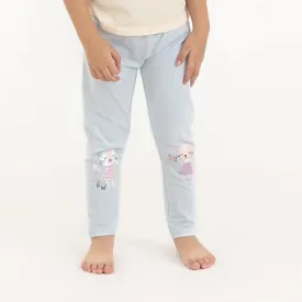 100% Cotton Full Length Girl Leggings, Blue