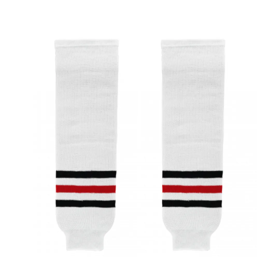 Athletic Knit (AK) HS630-305 Chicago Blackhawks White Knit Ice Hockey Socks