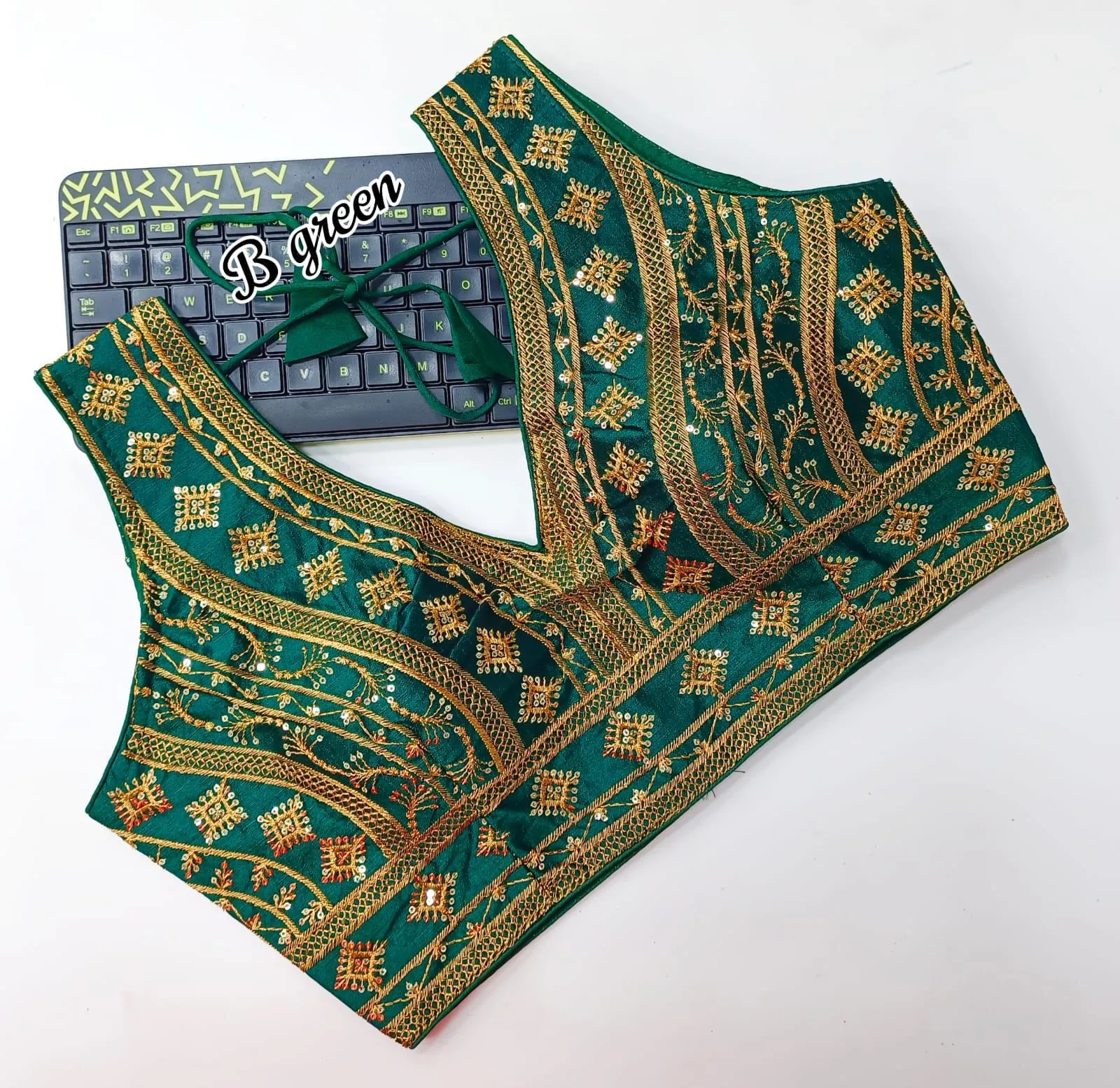 Attractive Green Colored Fentam Heavy Silk Sequins With Embroidery Work Readymade Blouse