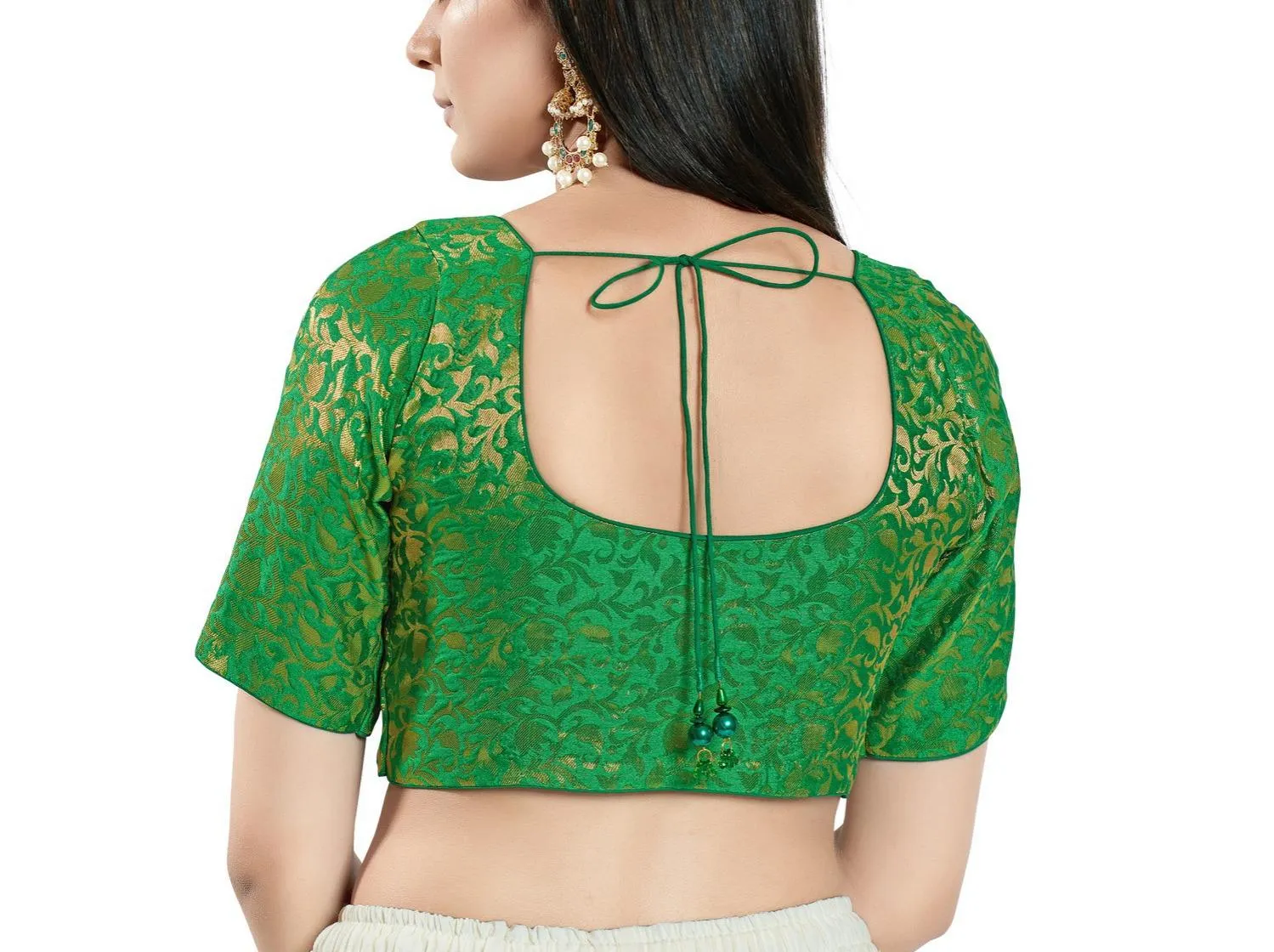 Attractive Green Colored Ready To Wear Brocade Blouse For Women