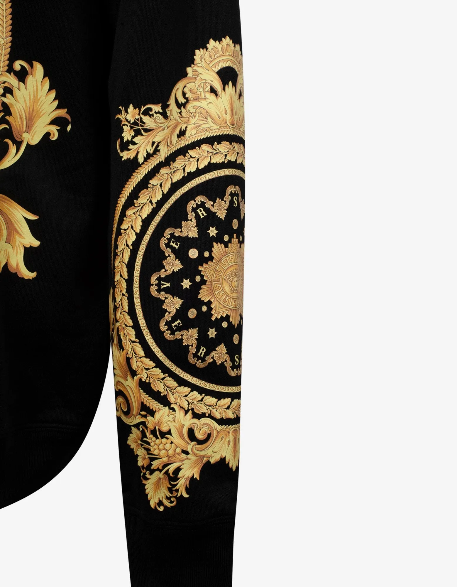 Black Barocco Print Hoodie -