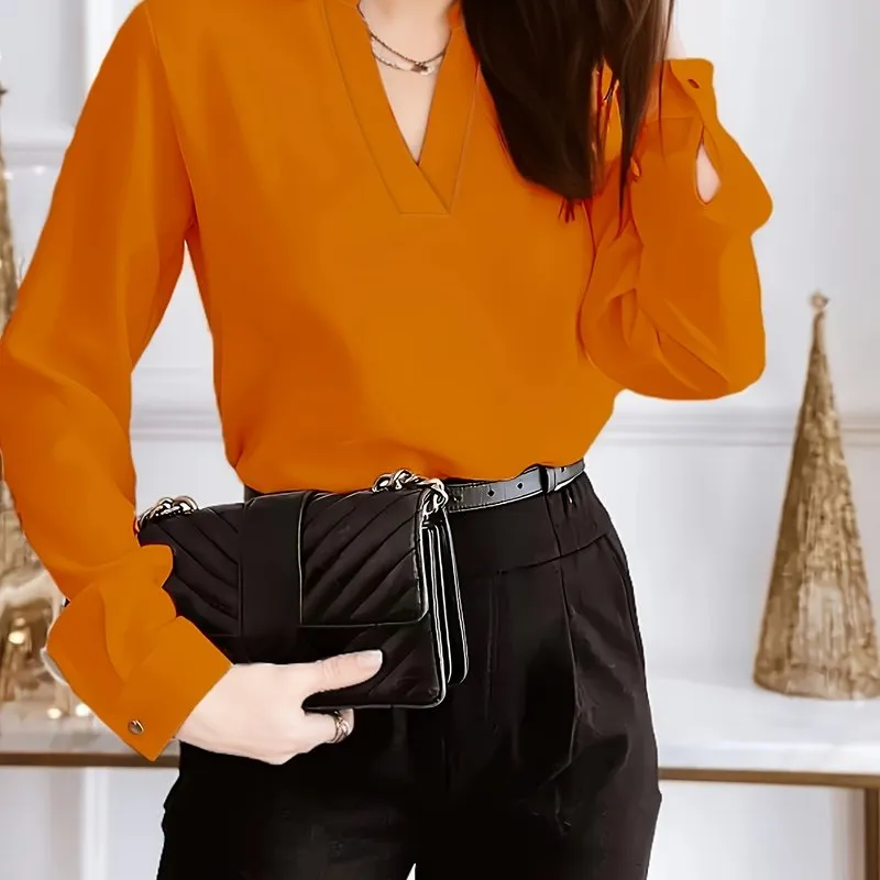 Chic Plus Size Long Sleeve Workwear Blouse for Women