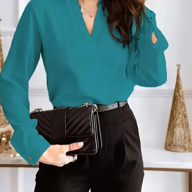 Chic Plus Size Long Sleeve Workwear Blouse for Women