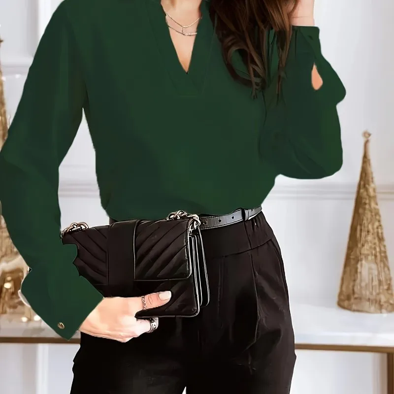 Chic Plus Size Long Sleeve Workwear Blouse for Women