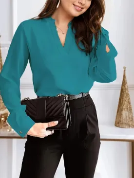 Chic Plus Size Long Sleeve Workwear Blouse for Women