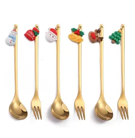 Christmas Gift Creative Ins Stirring Spoon Santa Claus Spoon Elk Fruit Fork