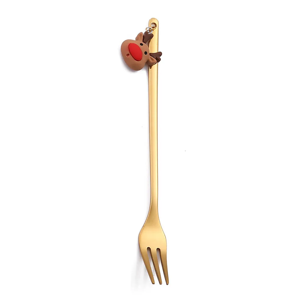 Christmas Gift Creative Ins Stirring Spoon Santa Claus Spoon Elk Fruit Fork