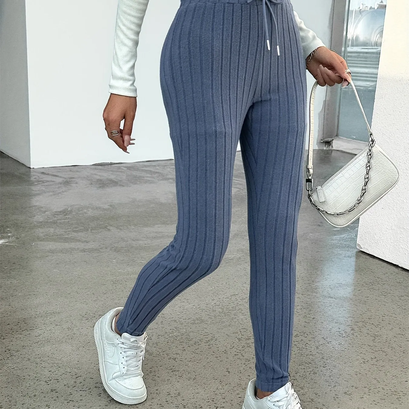 Cozy Rib Knit Leggings Comfortable Style for Women