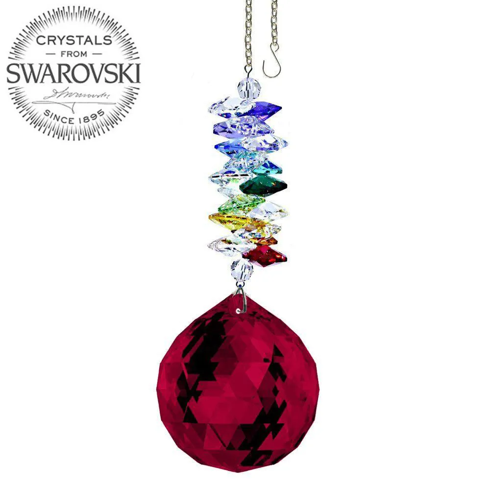 Crystal Ornament Bordeaux Crystal Ball Prism Colorful Swarovski Crystals 4-/12-inch