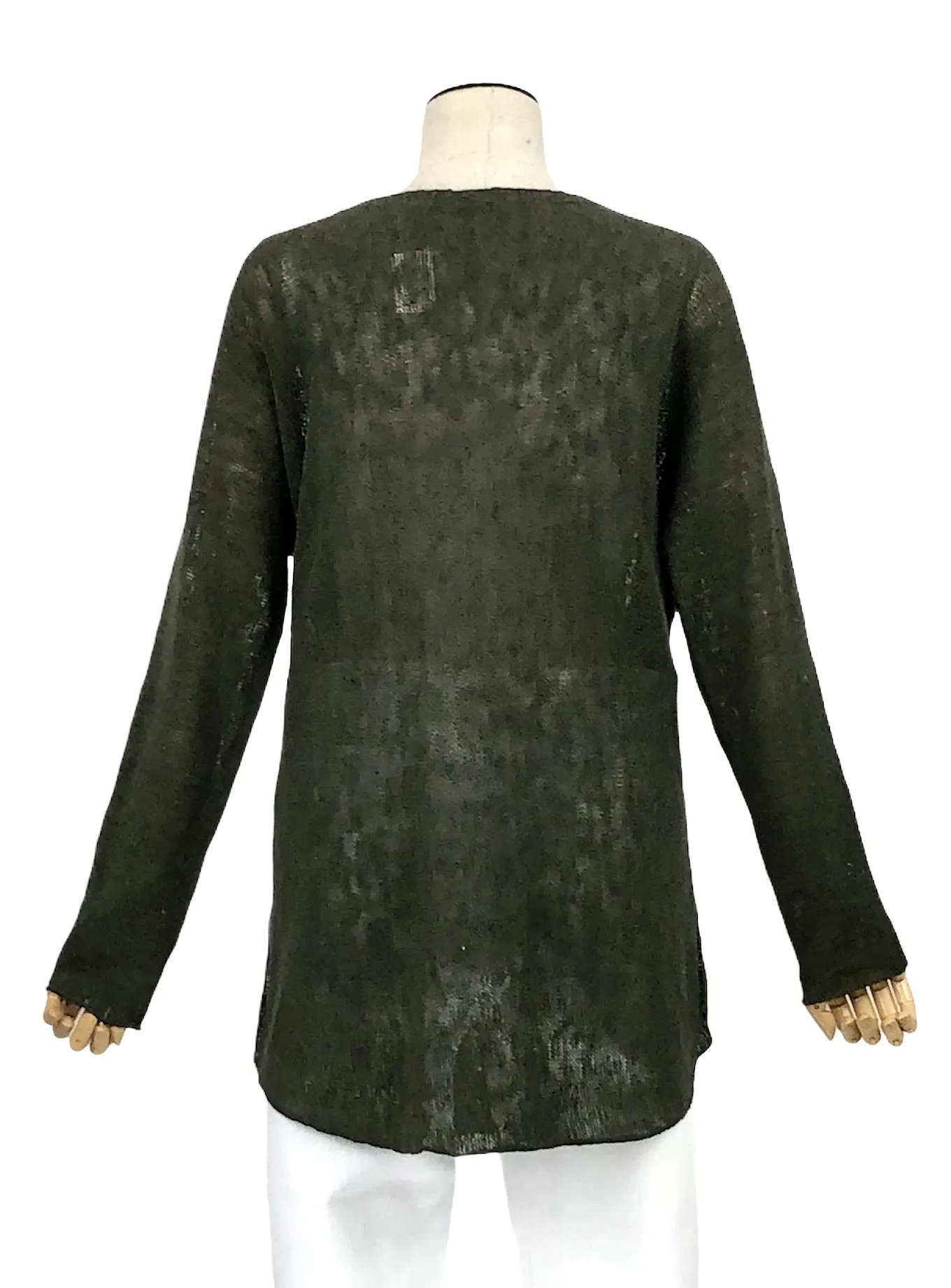 Dark Green Linen Blend Sweater | Size S