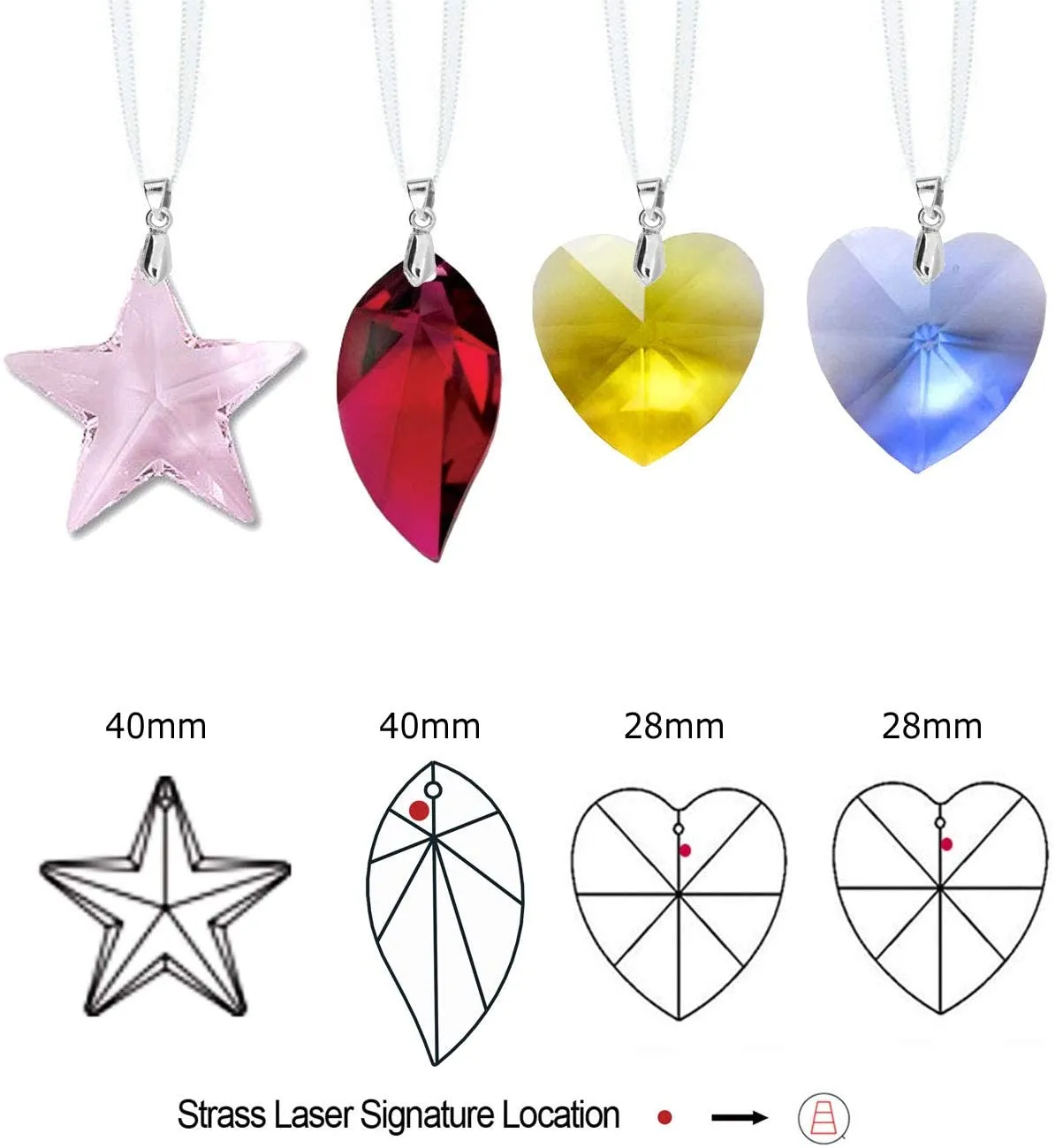 Decorative Hanging Crystals Colorful Swarovski Crystal Prisms, 4 Pcs