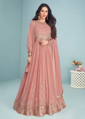 Enticing Rose Pink Wedding Wear Designer Anarkali Suit