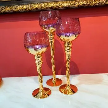 Exquisite Crystal Candlestick Set -Mauve