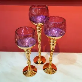 Exquisite Crystal Candlestick Set -Mauve