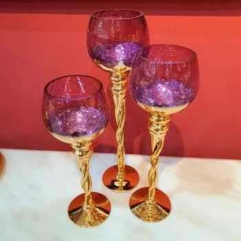 Exquisite Crystal Candlestick Set -Mauve