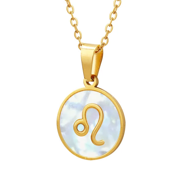 Exquisite Zodiac White Seashell Design Pendant Necklace