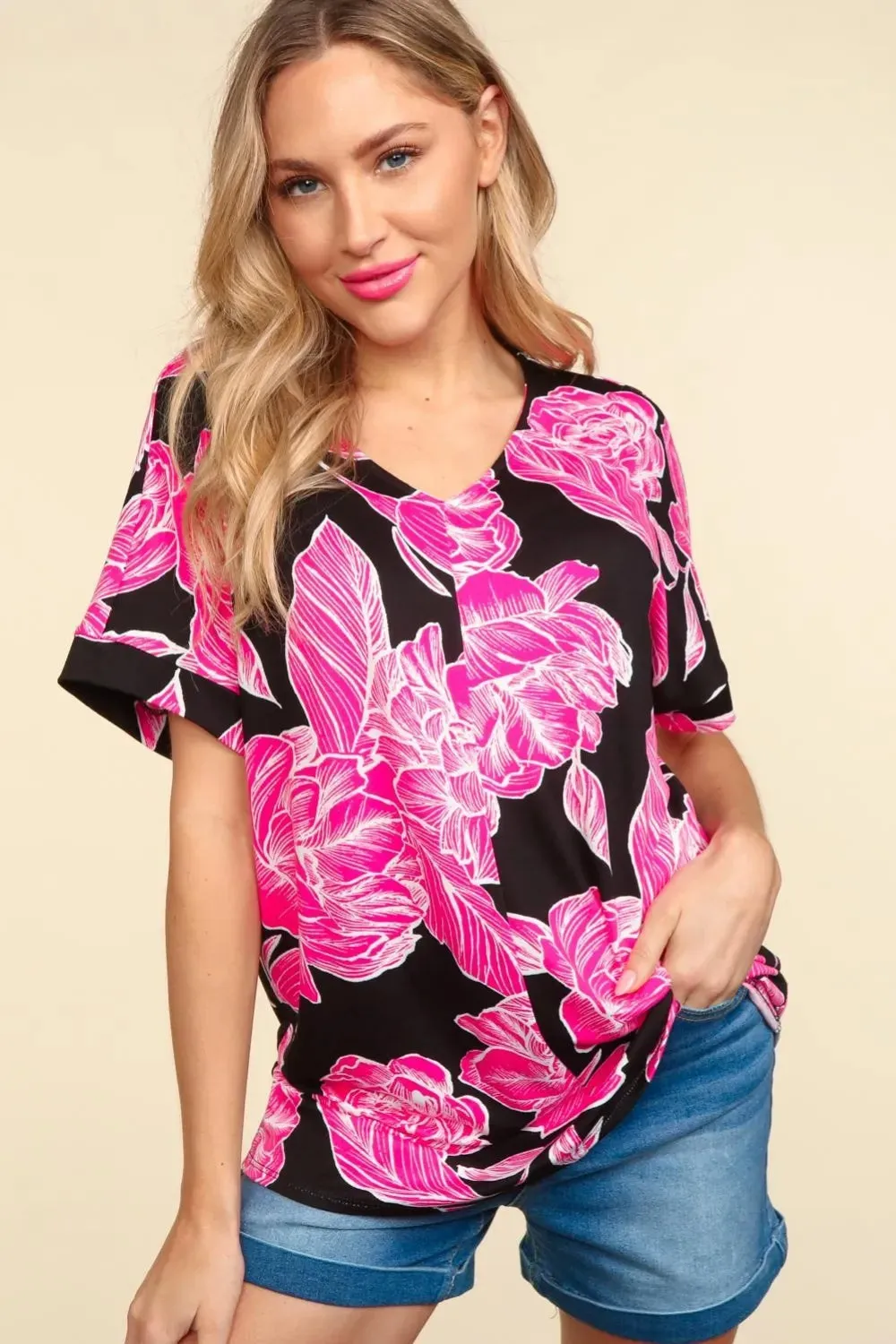 Floral Drop Shoulder T-Shirt