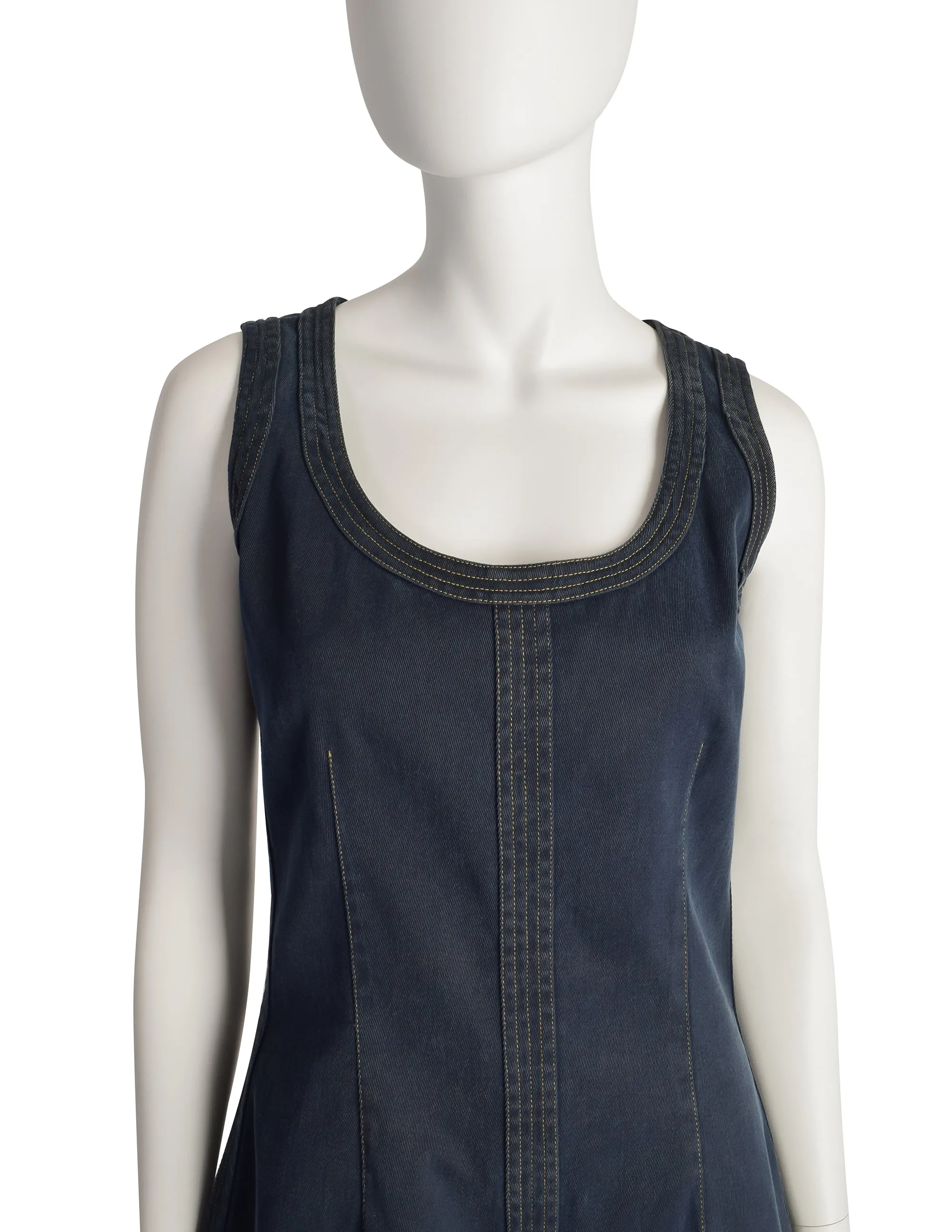 Gianni Versace Vintage 1980s Blue Denim Shorts Jumpsuit Romper