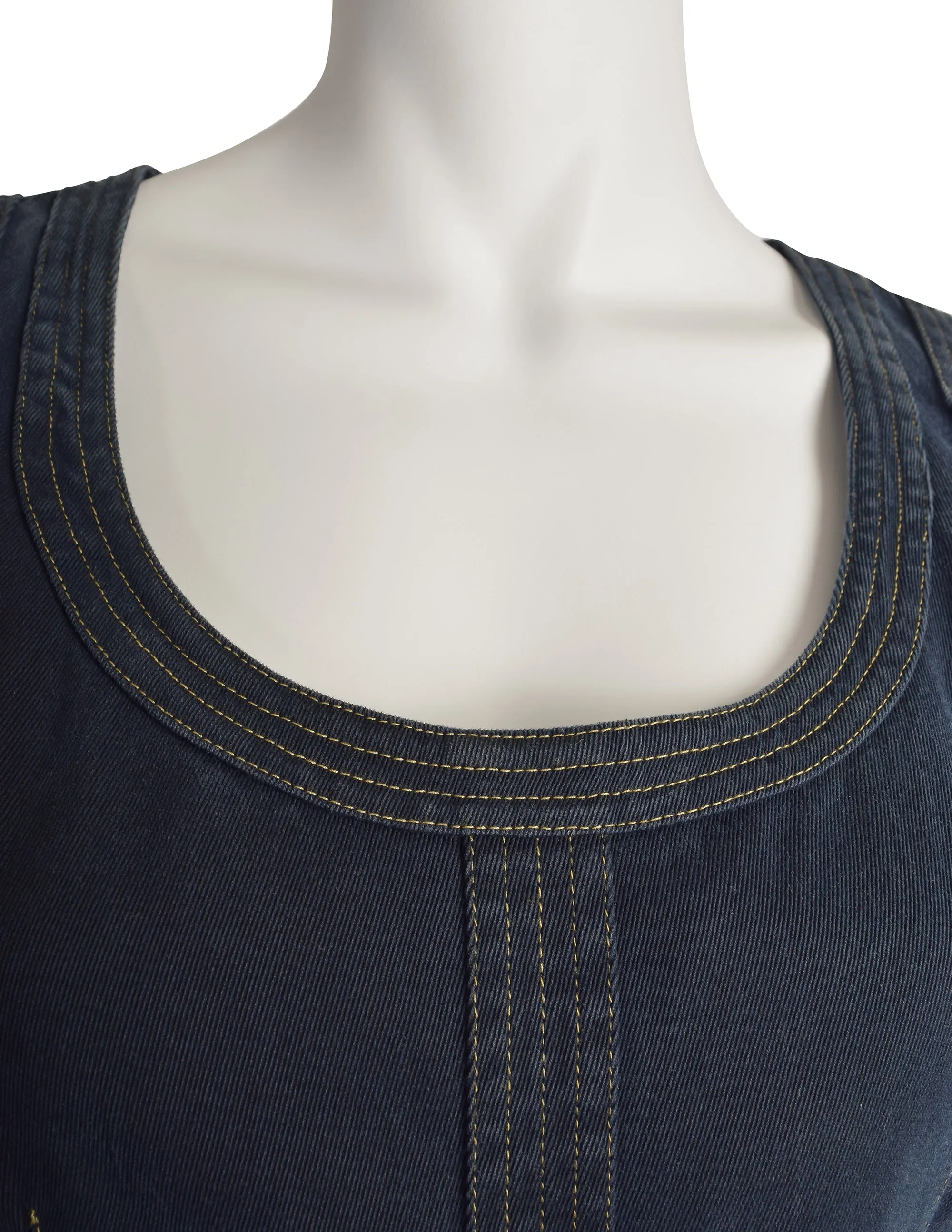 Gianni Versace Vintage 1980s Blue Denim Shorts Jumpsuit Romper