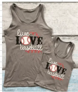 Gray LIVE LOVE BASEBALL Racerback Mommy and Me Tops