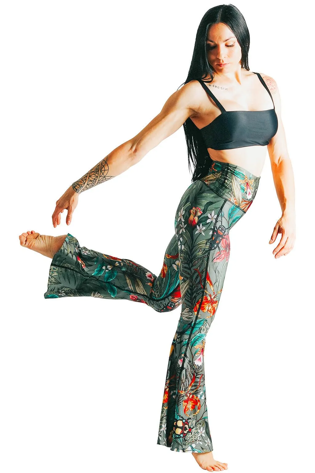 Green Thumb Printed Bell Bottoms