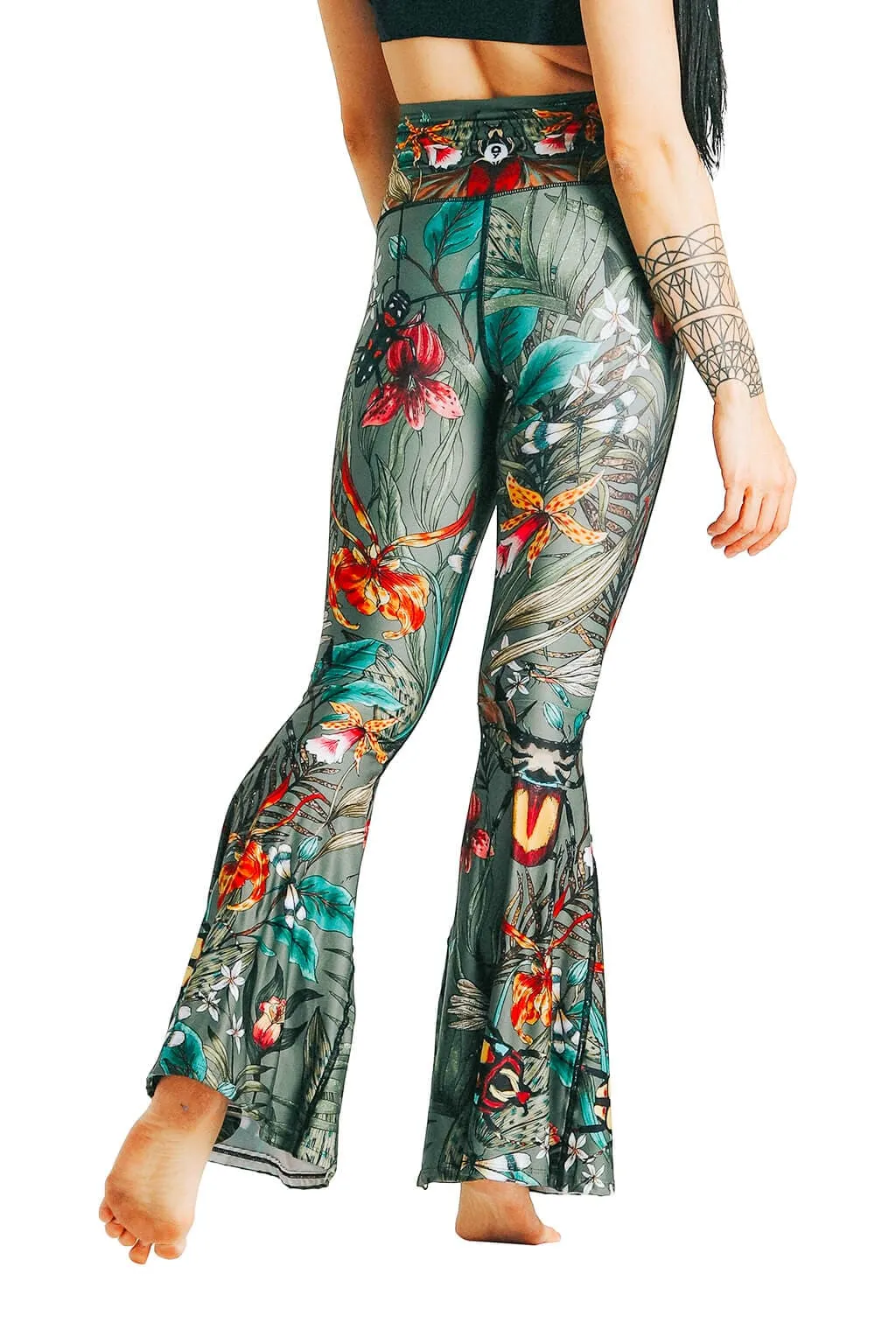 Green Thumb Printed Bell Bottoms