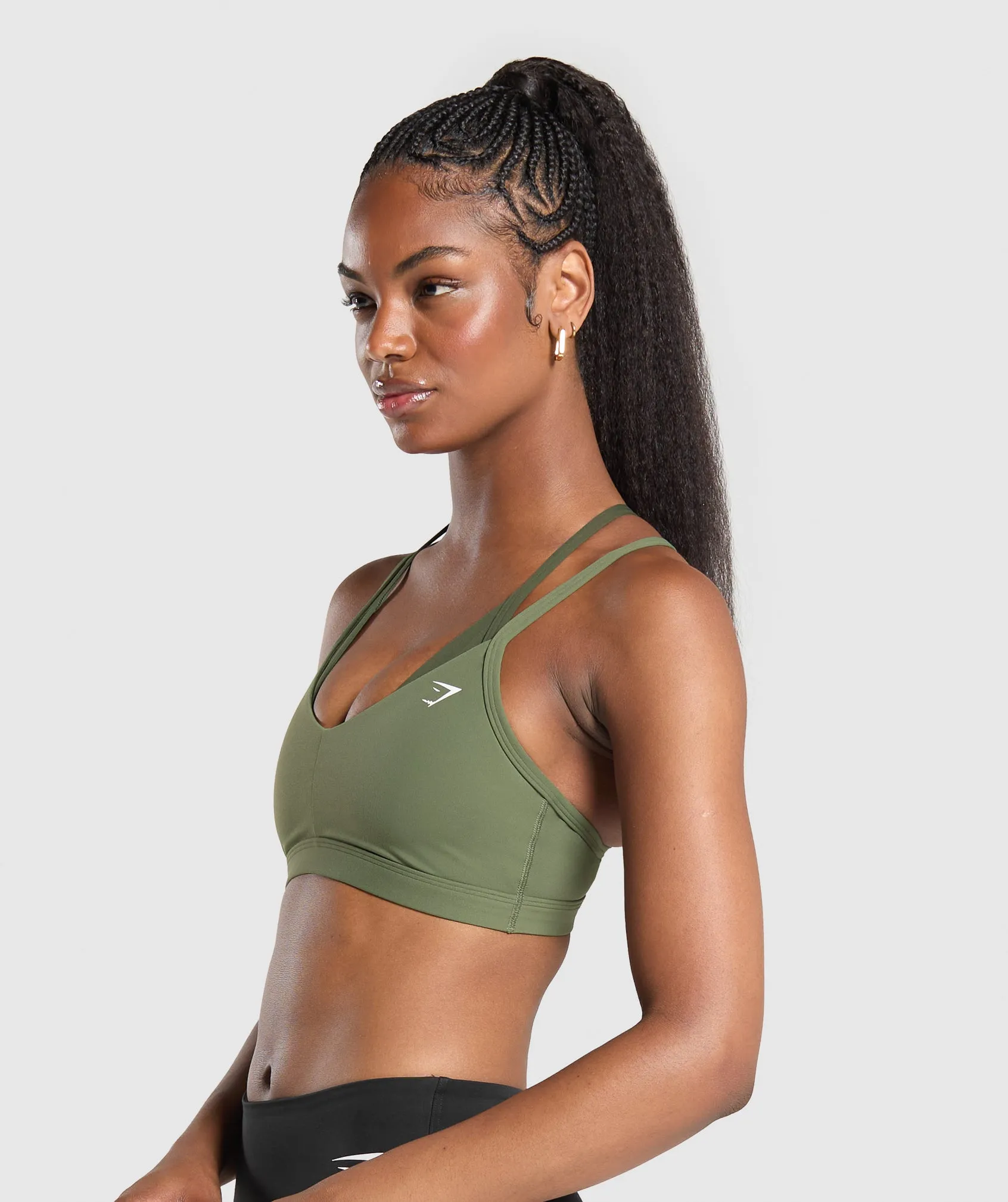 Gymshark Double Up Sports Bra - Core Olive/Winter Olive