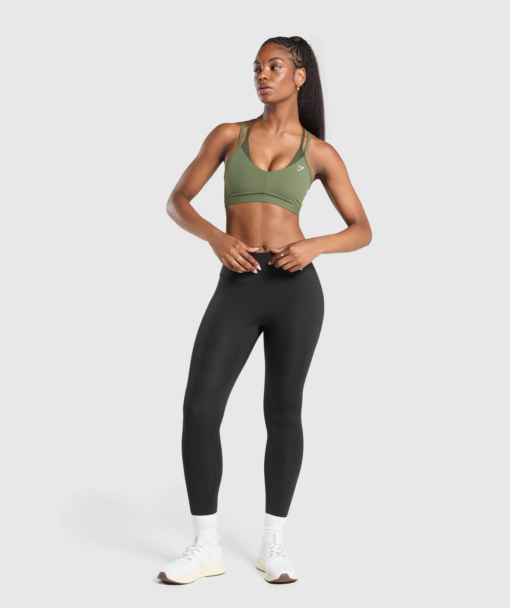 Gymshark Double Up Sports Bra - Core Olive/Winter Olive