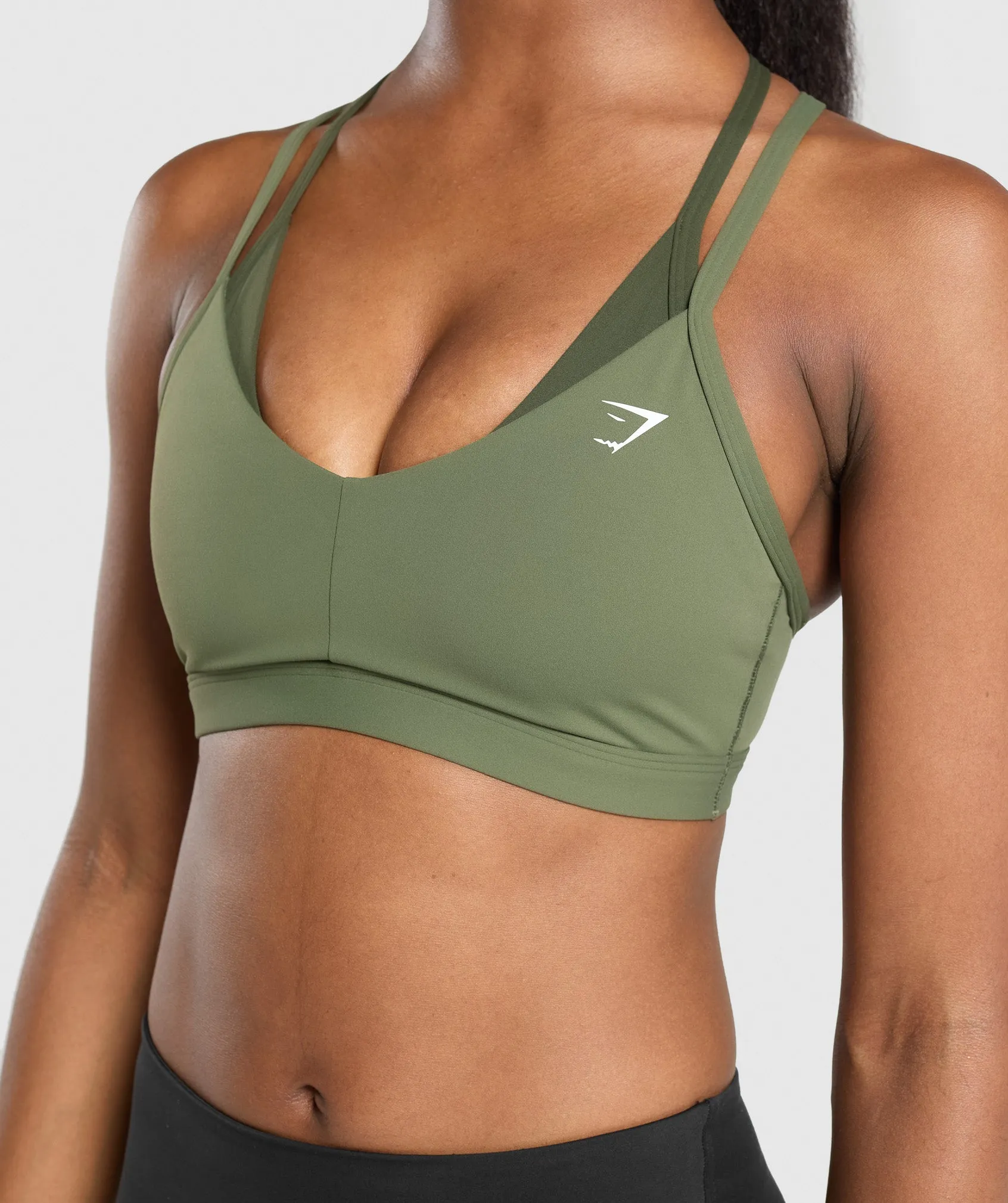 Gymshark Double Up Sports Bra - Core Olive/Winter Olive