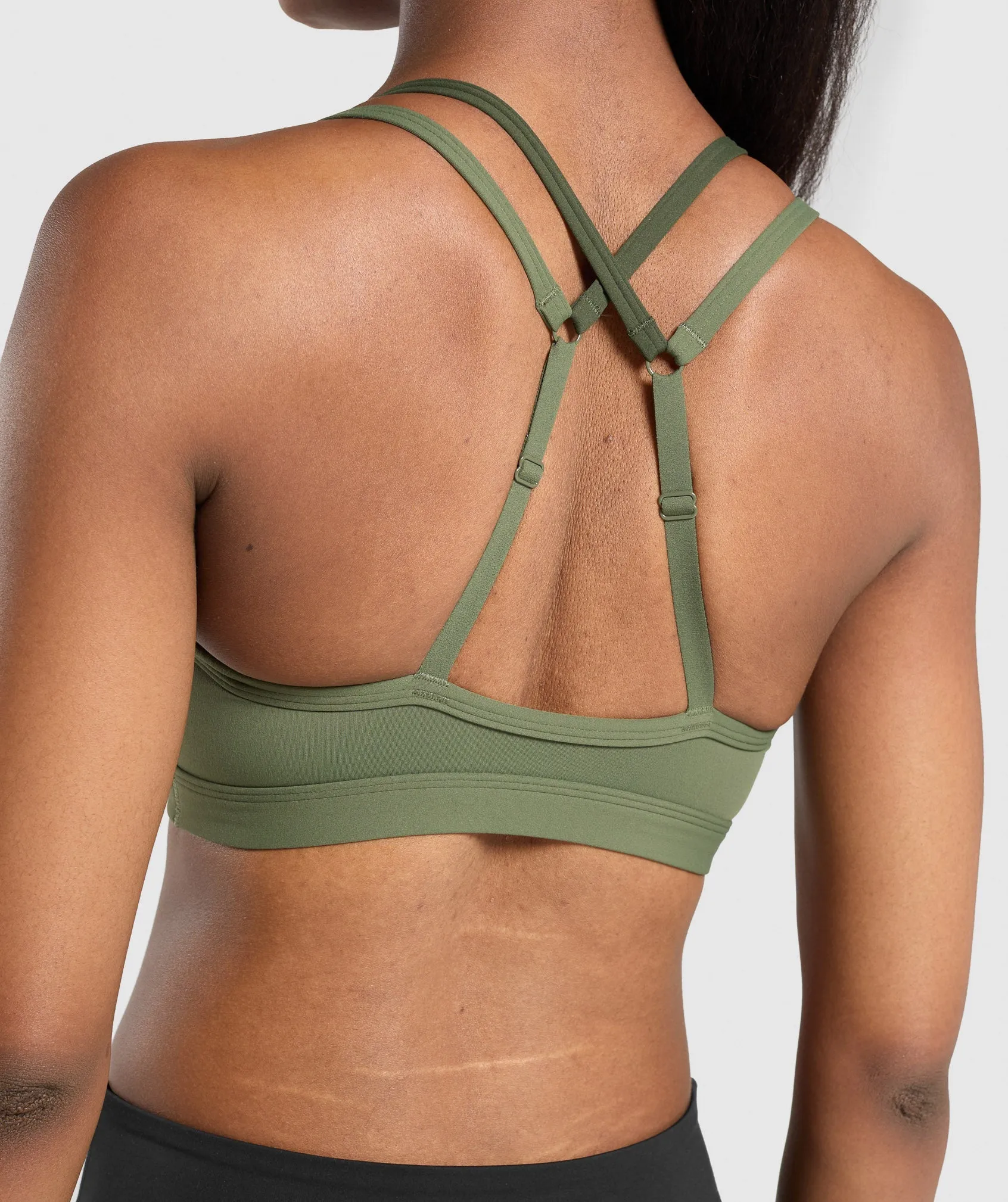 Gymshark Double Up Sports Bra - Core Olive/Winter Olive