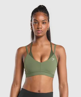 Gymshark Double Up Sports Bra - Core Olive/Winter Olive