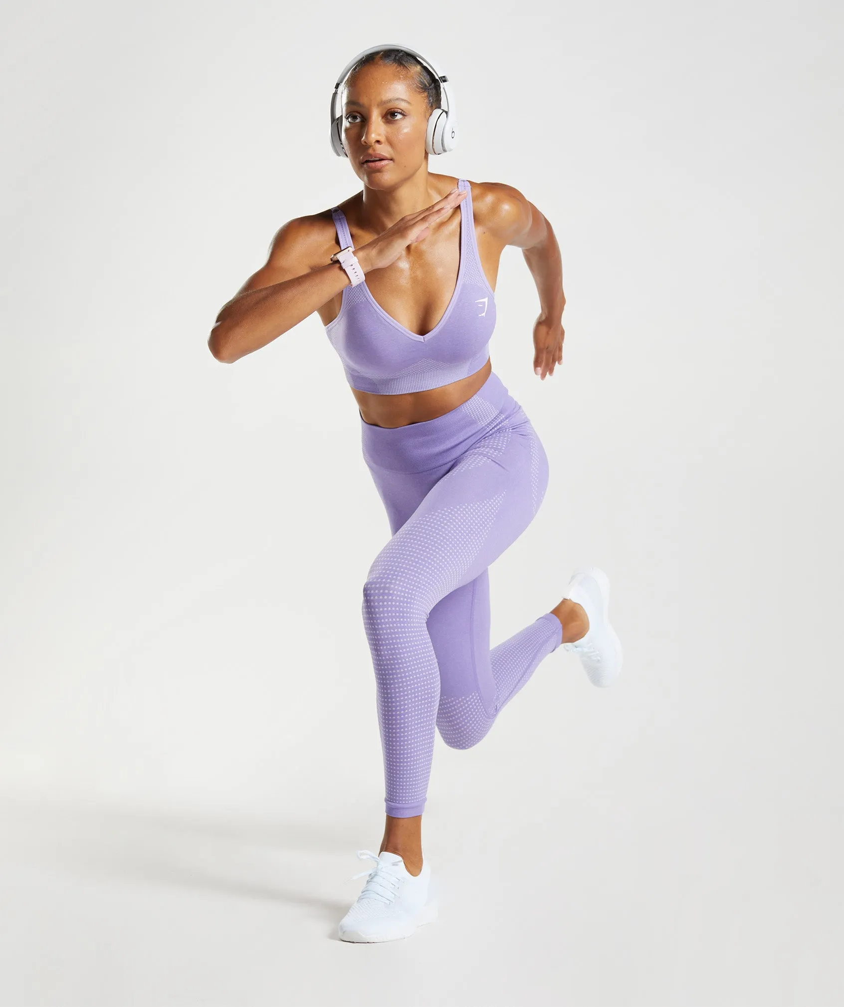 Gymshark Vital Seamless 2.0 V Neck Sports Bra - Digital Violet Marl