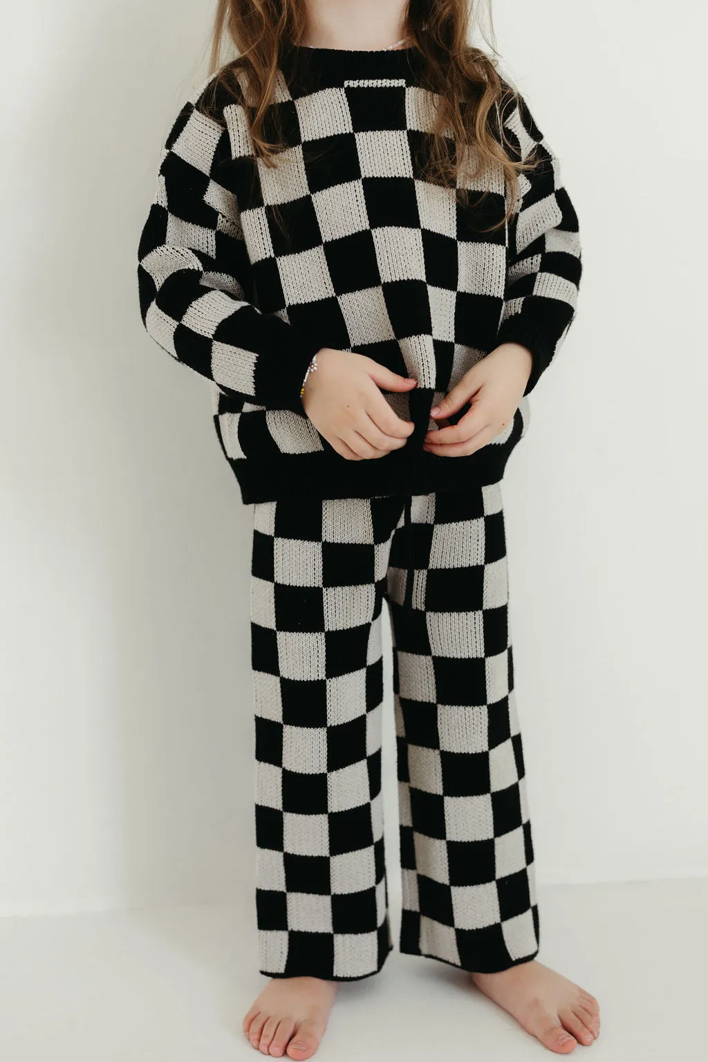 Knit Pant Set | Black Checkerboard