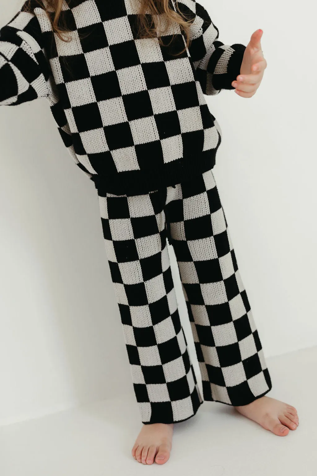 Knit Pant Set | Black Checkerboard