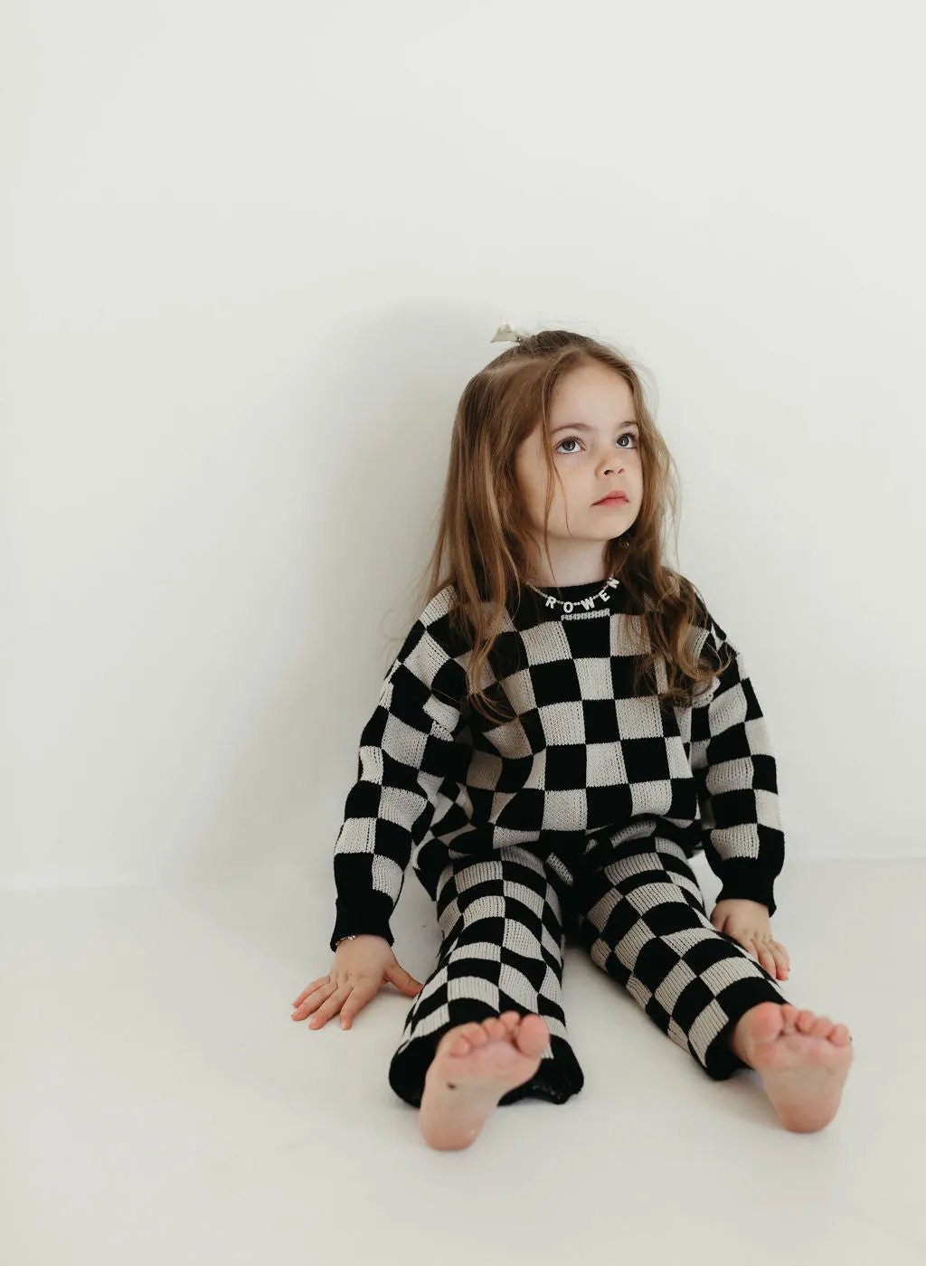 Knit Pant Set | Black Checkerboard