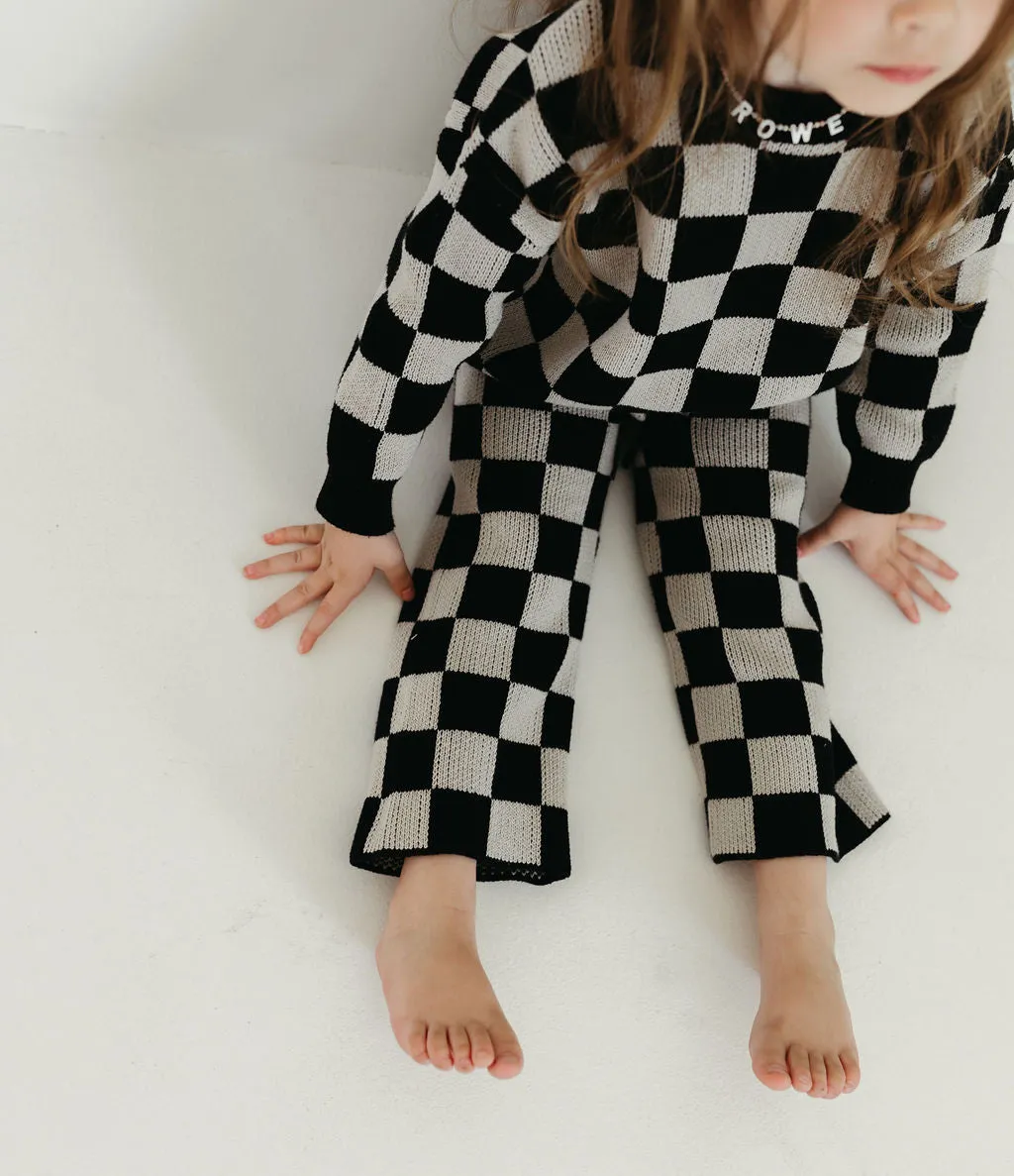 Knit Pant Set | Black Checkerboard