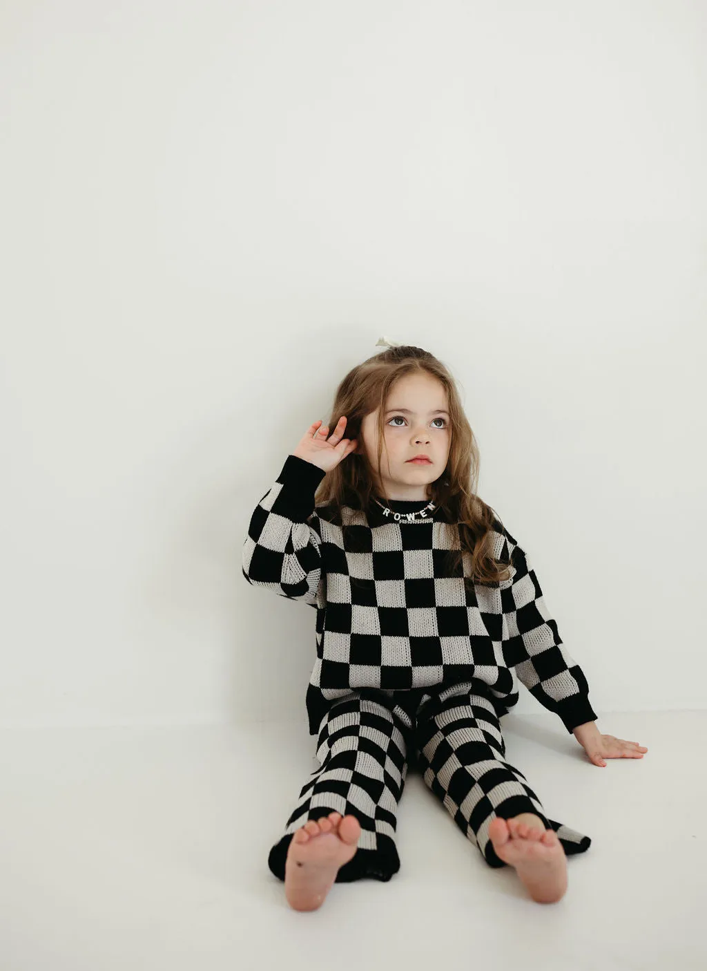 Knit Pant Set | Black Checkerboard