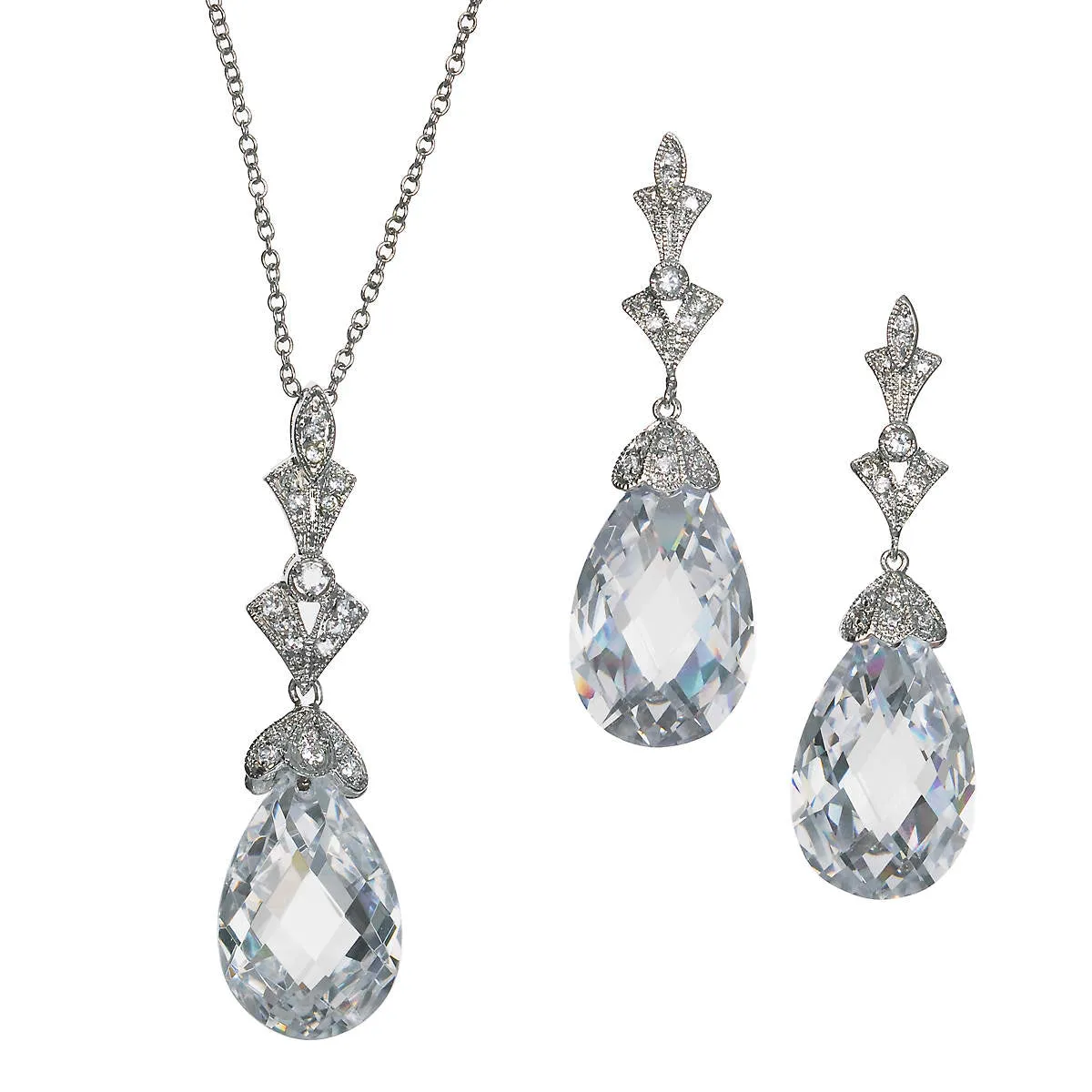 Lydia Art Deco Swarovski Crystal Necklace and Earring Set