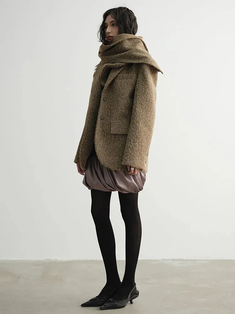 Masterdie Fuzzy Scarf Coat