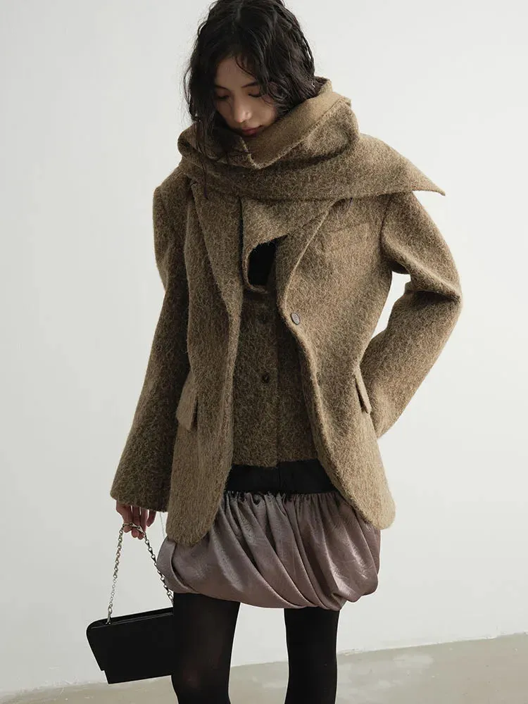 Masterdie Fuzzy Scarf Coat