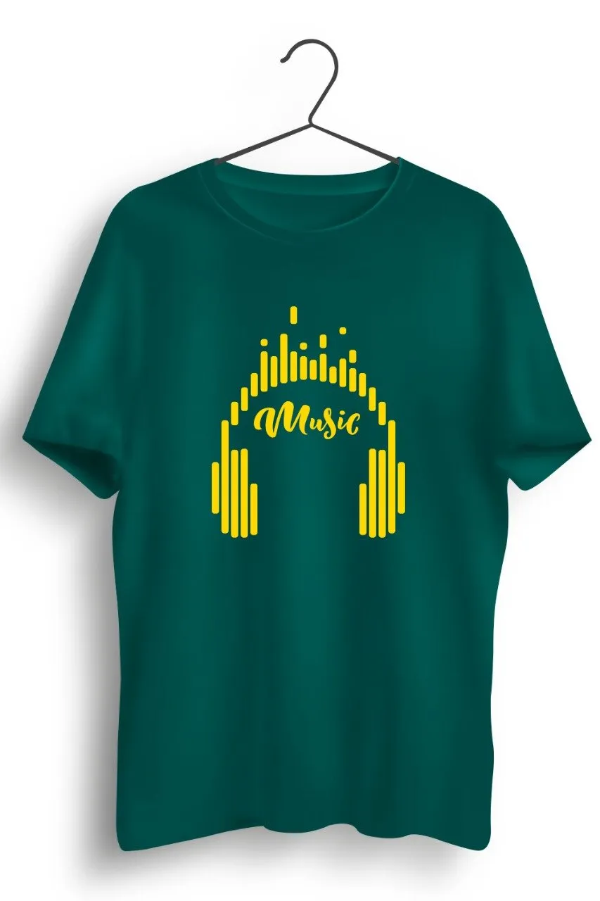 Music Graphic Printed Green Tshirt