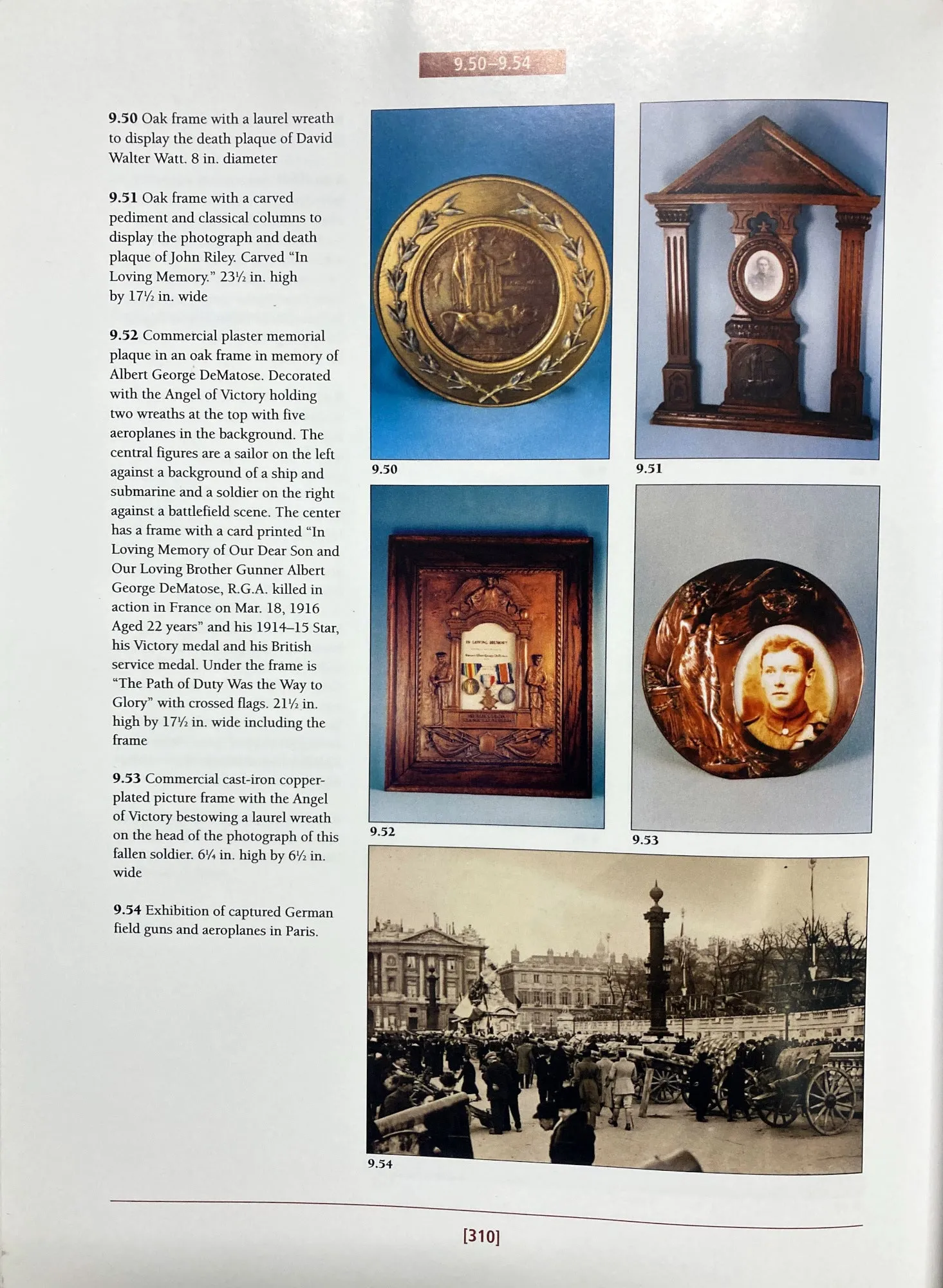 Original British WWI Framed KIA Death Penny Soldier Memorial As Featured In The Book “Trench Art, An Illustrated History” by Jane Kimball on Page 310- David Walter Watt