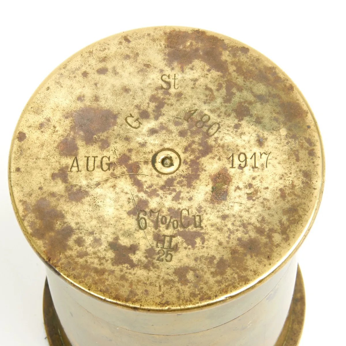 Original British WWI Trench Art Shell Case Tobacco Jar - Dated 1917