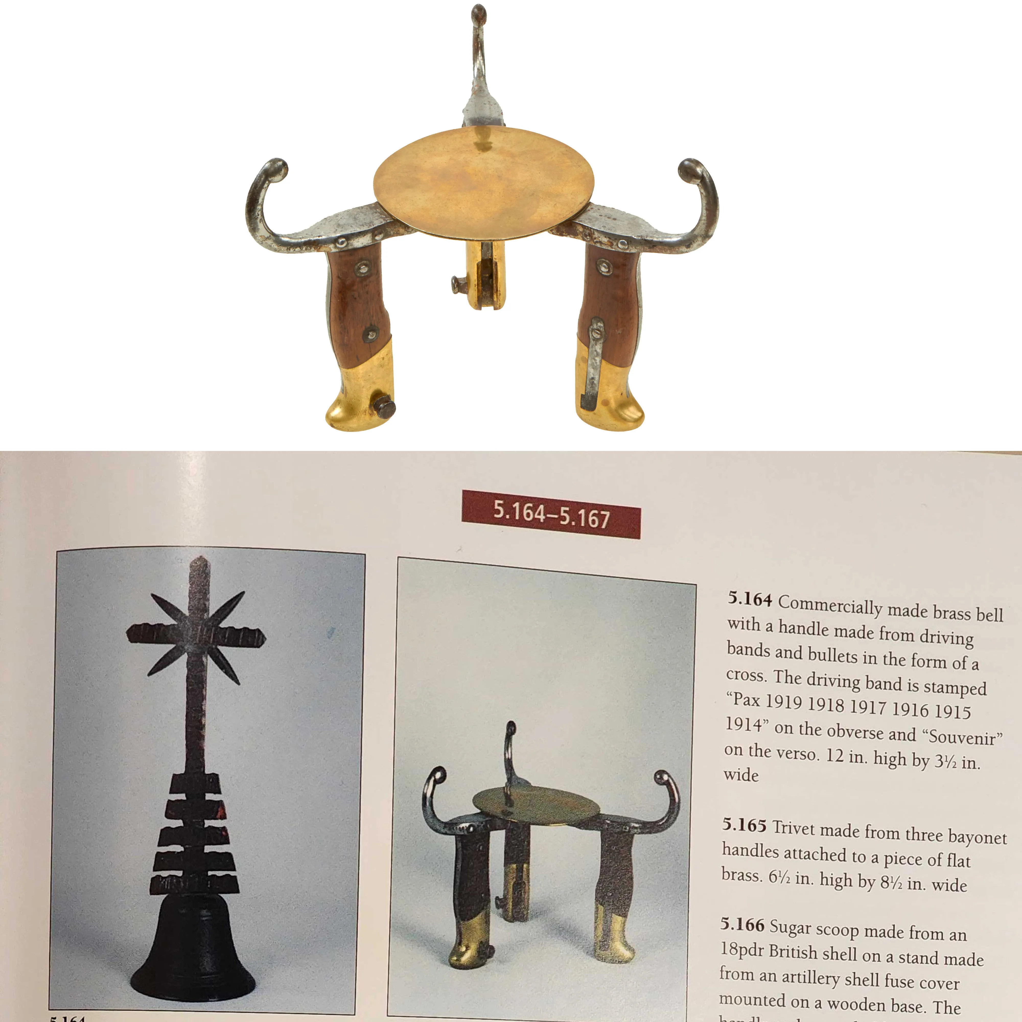 Original French WWI Trench Art M1874 Gras Bayonet Trivet As Featured In The Book “Trench Art, An Illustrated History” by Jane Kimball on Page 195