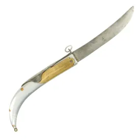 Original French WWI Trench Made Large Folding Knife with Aluminum and Brass Handle