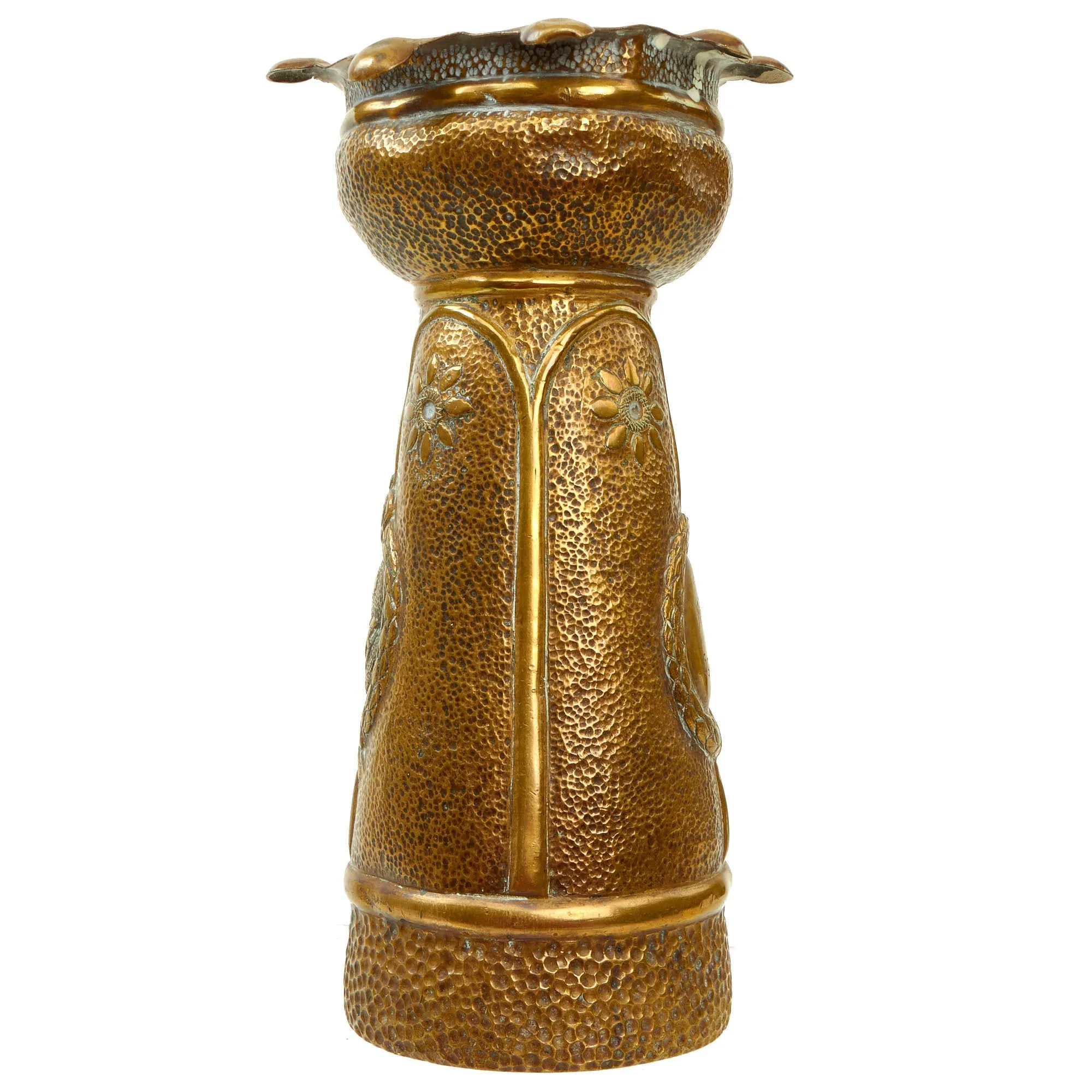 Original Imperial German Deutsche Luftstreitkräfte Air Service Shell Casing Trench Art Vase With Relief of Bavarian Pilot’s Badge