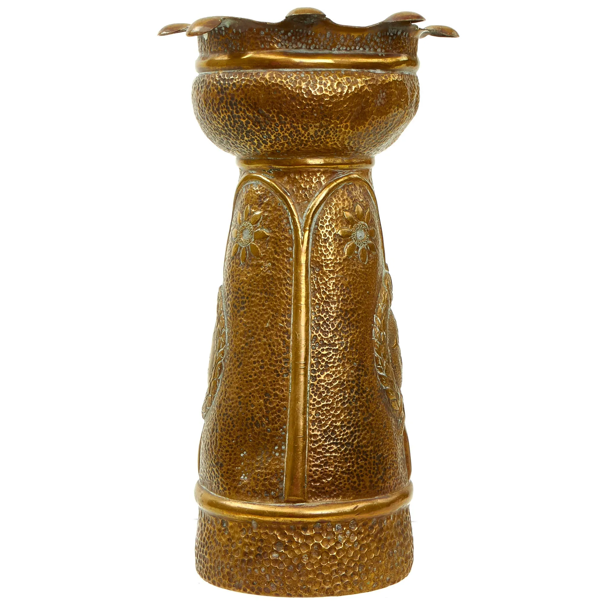 Original Imperial German Deutsche Luftstreitkräfte Air Service Shell Casing Trench Art Vase With Relief of Bavarian Pilot’s Badge