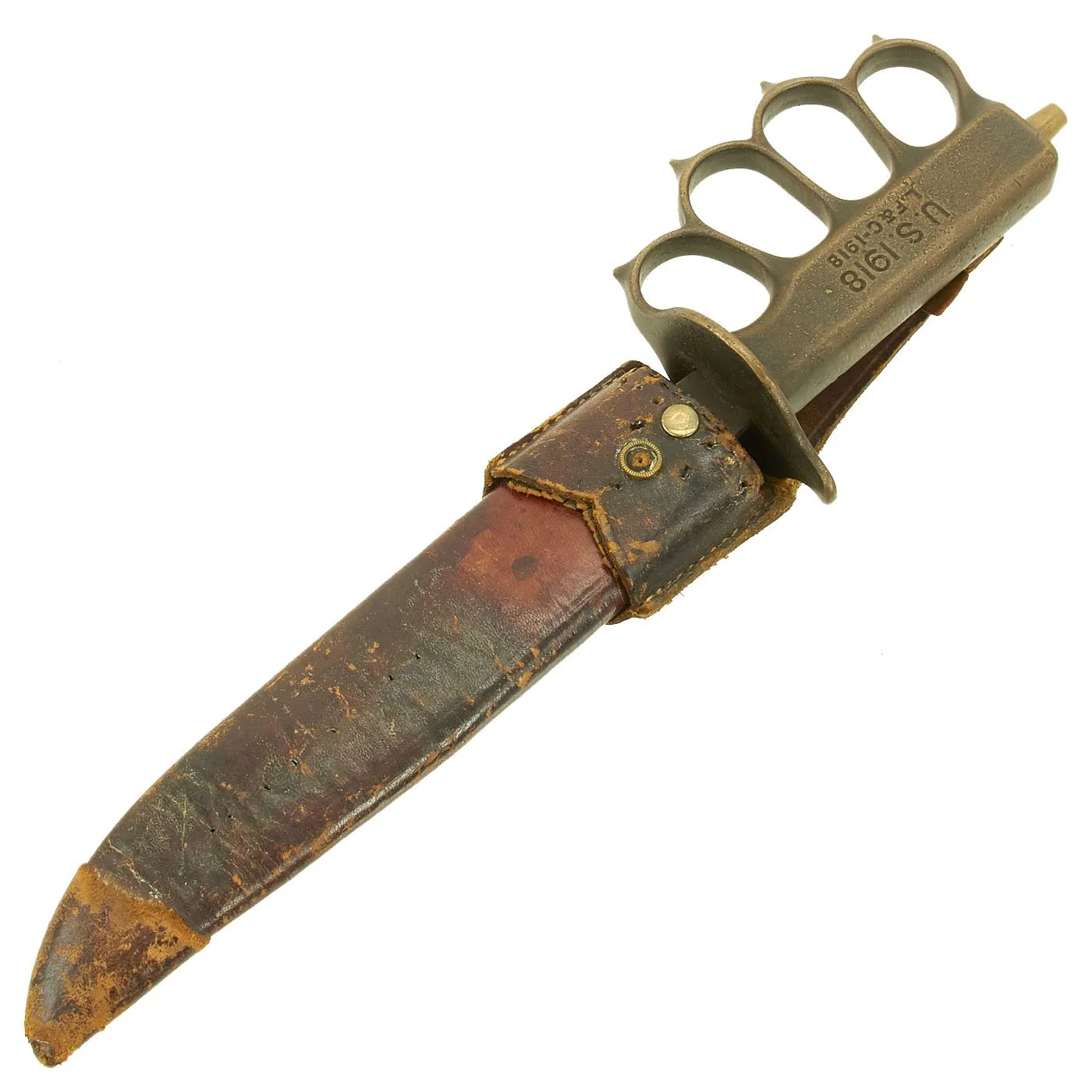 Original U.S. WWI M1918 Mark I Modified Trench Knife by L. F. & C. with Custom Leather Scabbard