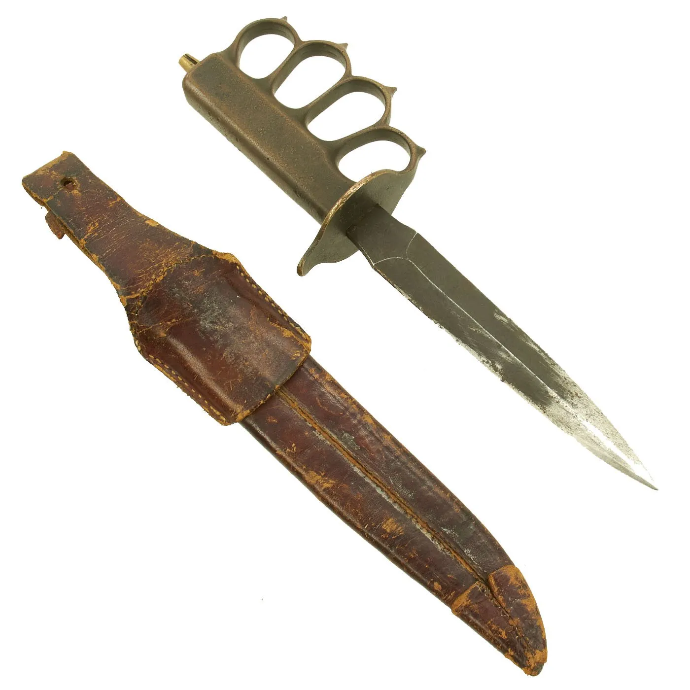 Original U.S. WWI M1918 Mark I Modified Trench Knife by L. F. & C. with Custom Leather Scabbard