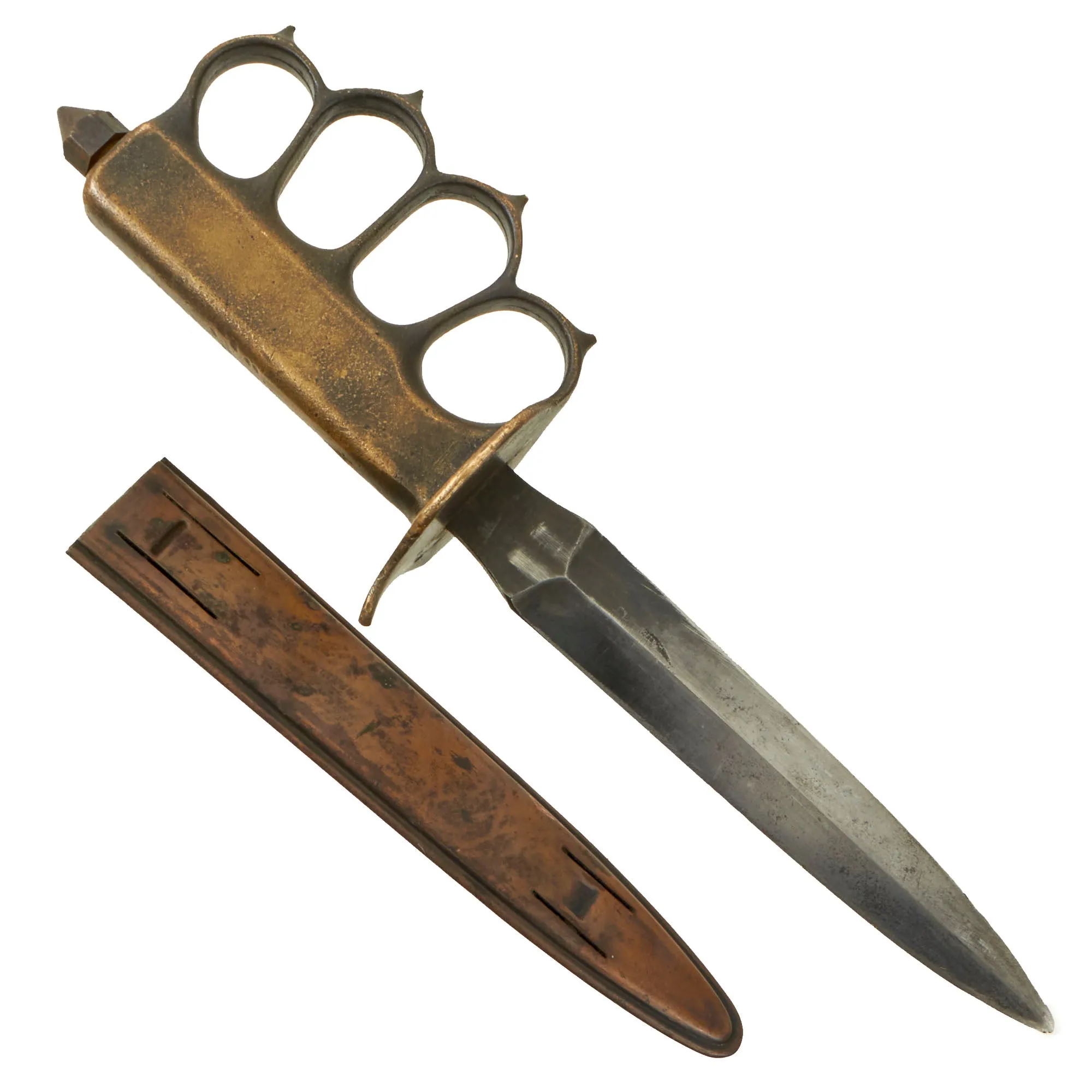 Original U.S. WWI Model 1918 Mark I Trench Knife by L. F. & C. with Correct Steel Scabbard